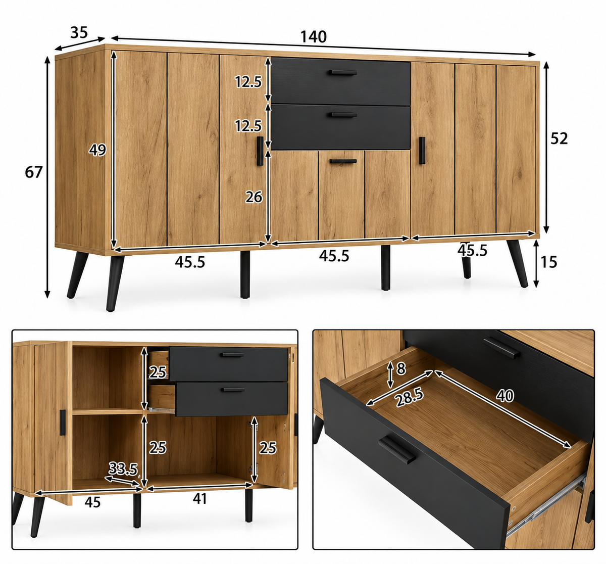 Buffet enfilade en bois