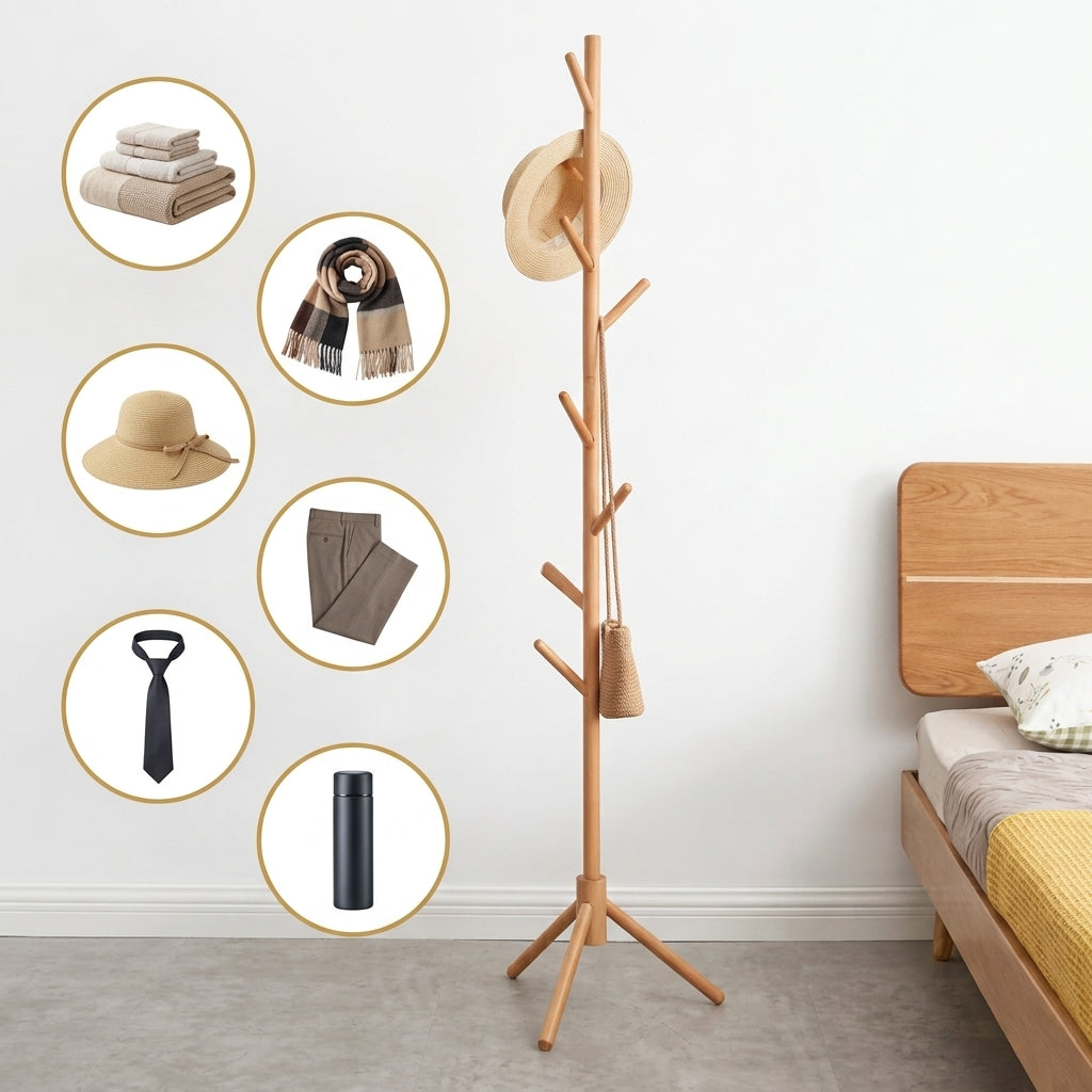 Porte-manteau arbre en bois de mangrove teinté