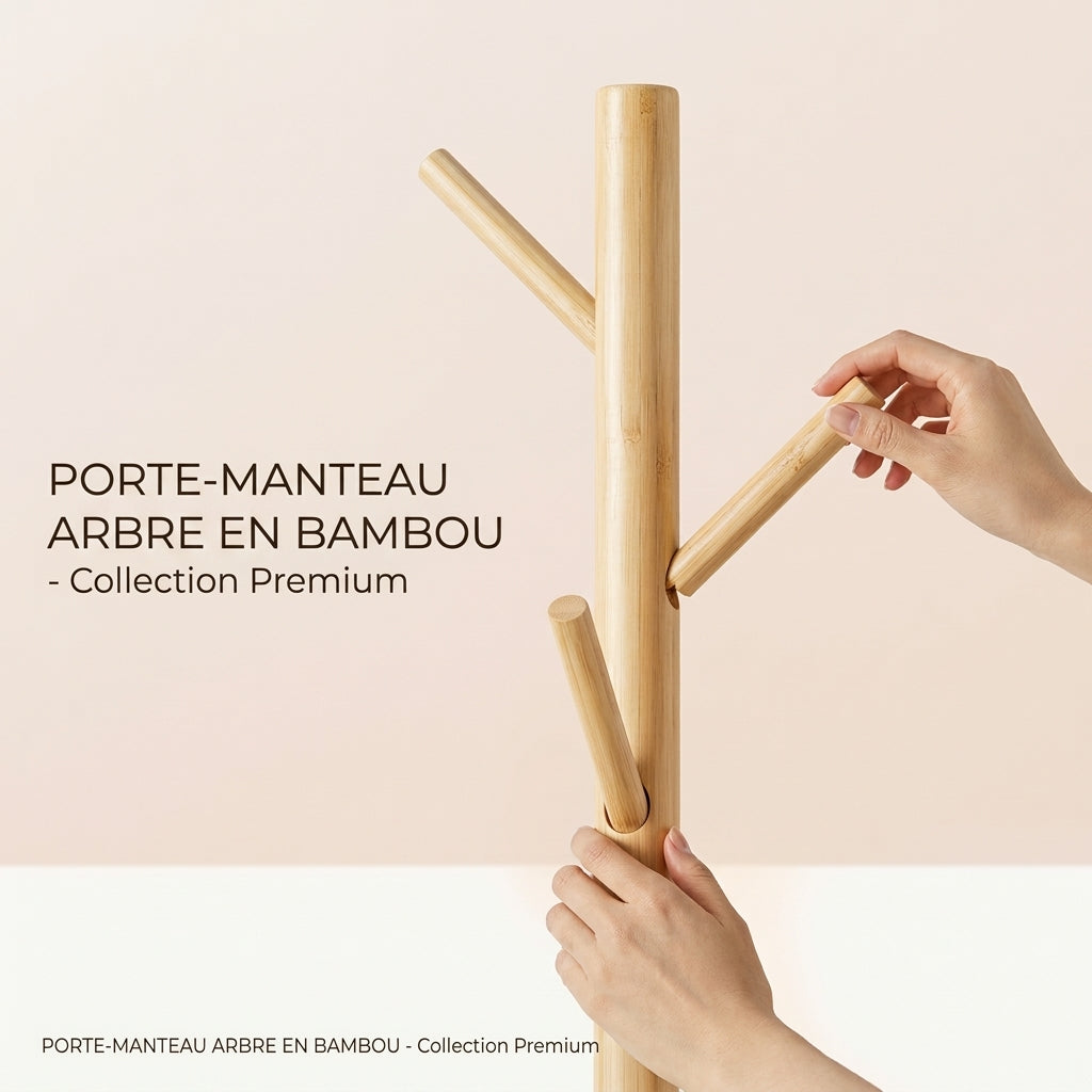 Porte-manteau arbre en bois de mangrove teinté