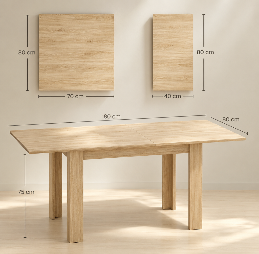 Table extensible couleur chêne 180 cm