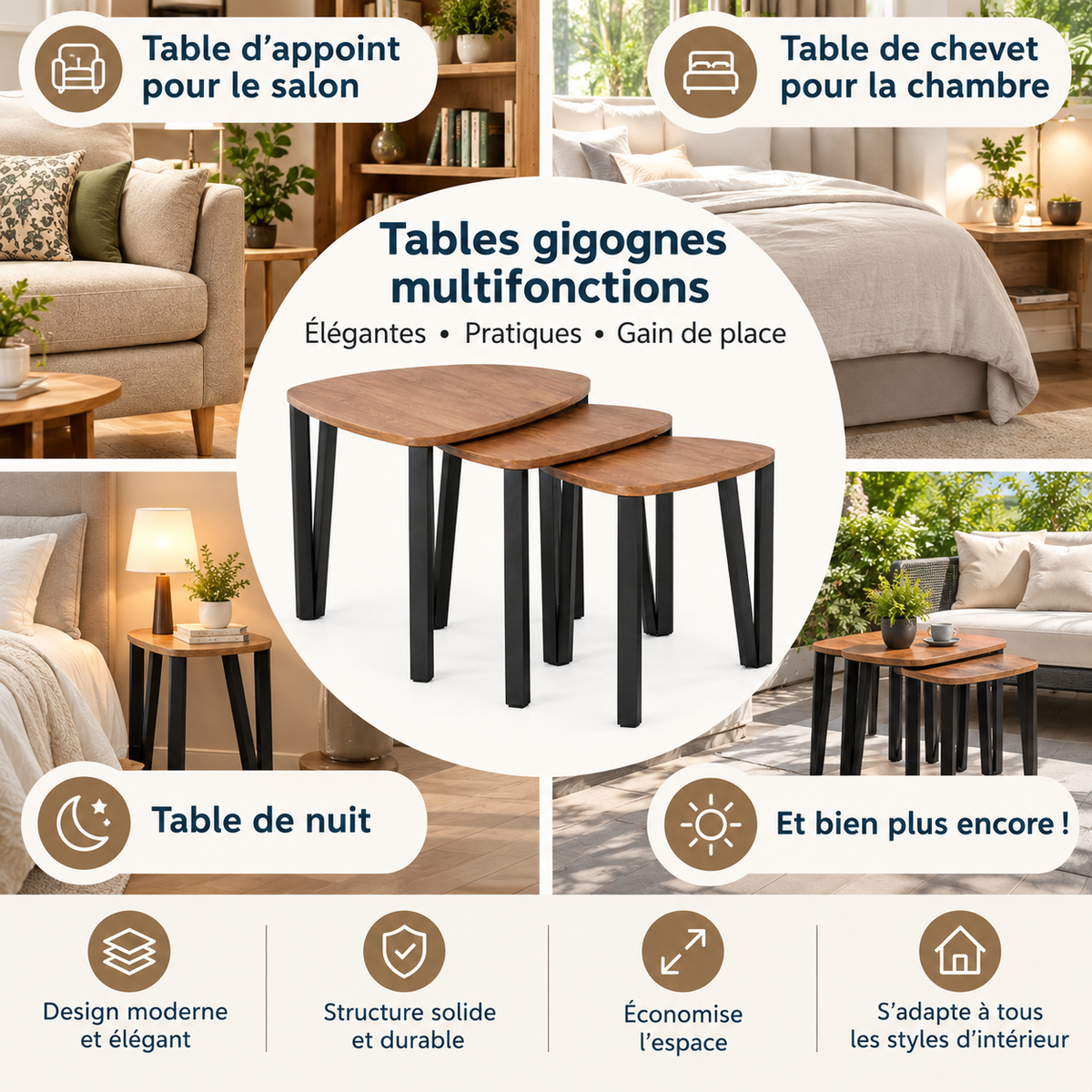 Tables basses hexagonales