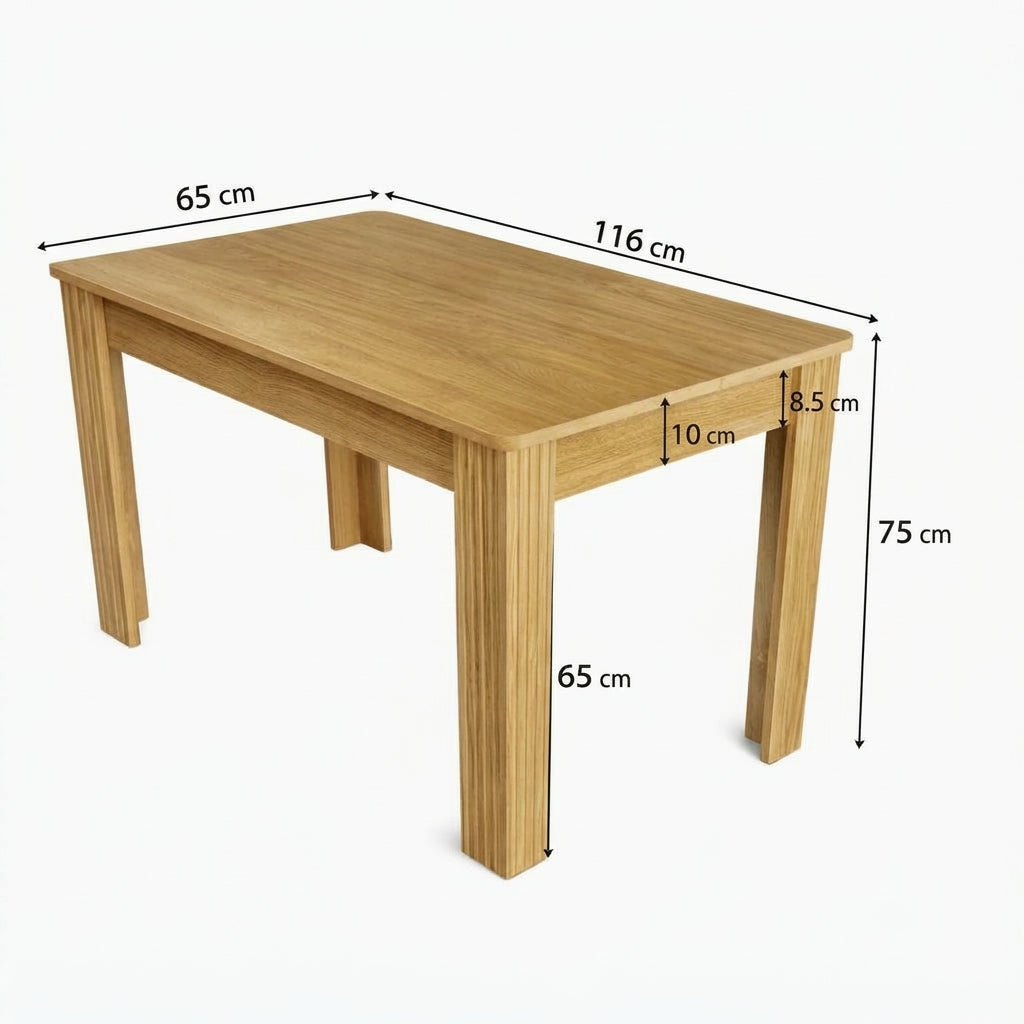 Table à manger rectangulaire couleur chêne 120cm