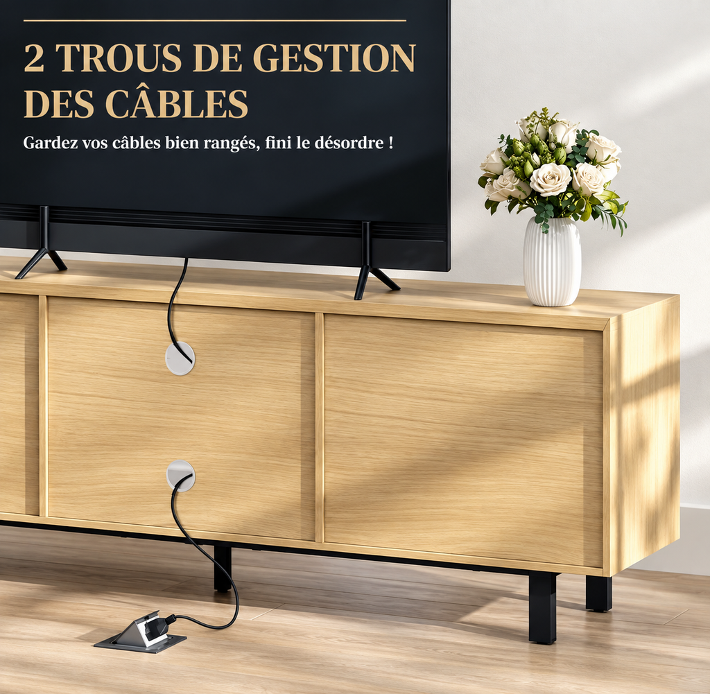 Meuble TV bois et métal 2 portes contemporain