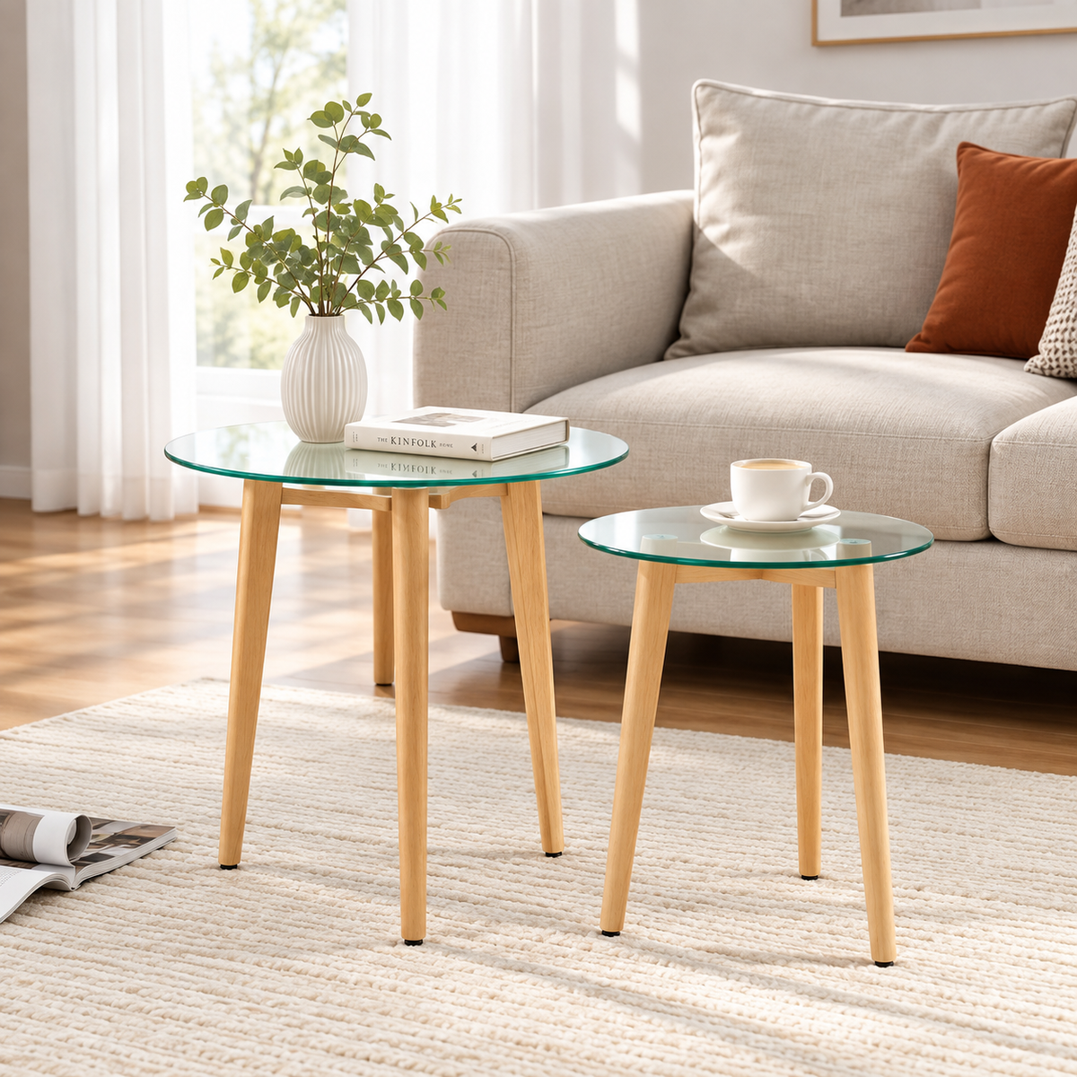 Table basse gigogne en verre