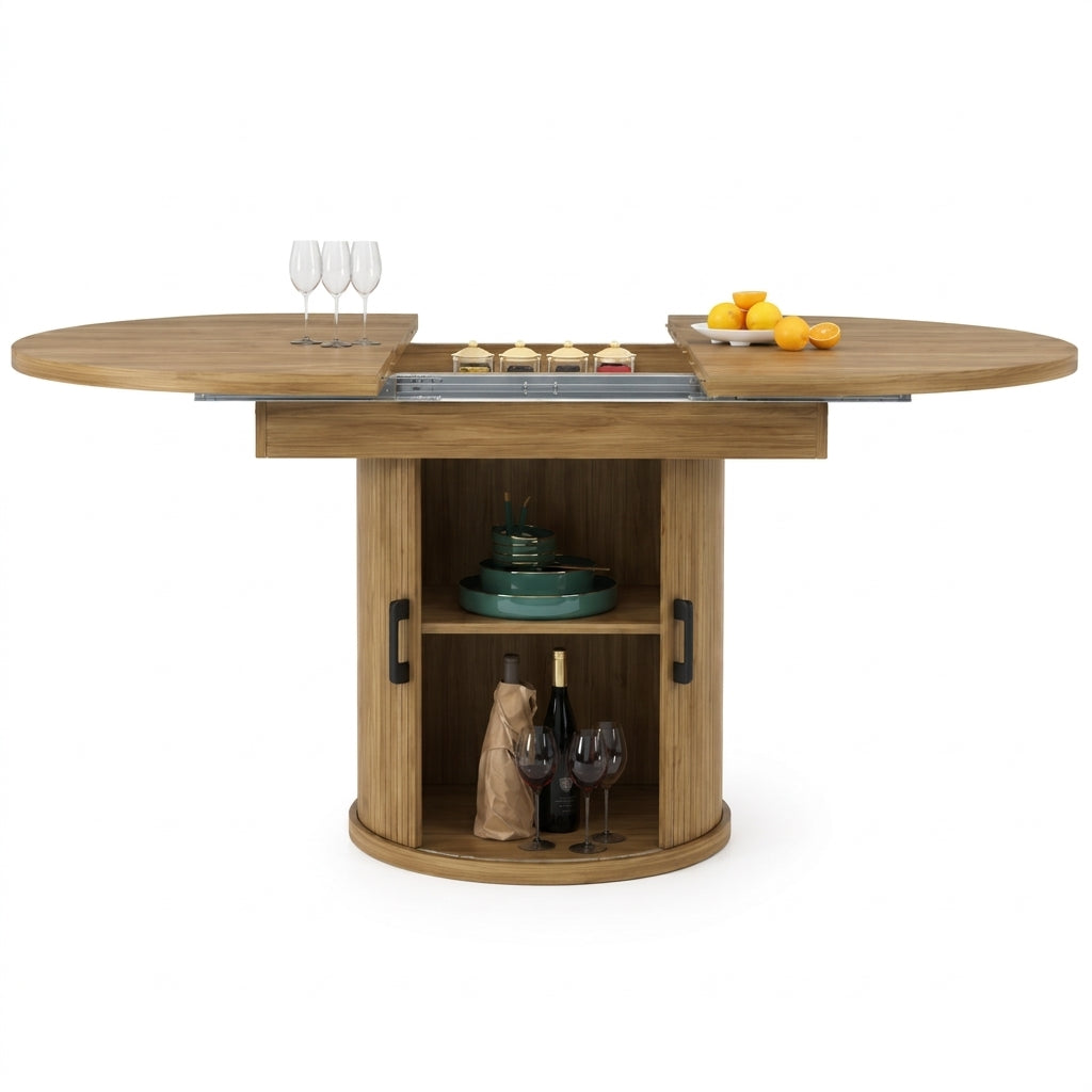 Table repas avec 2allonges placage chêne clair