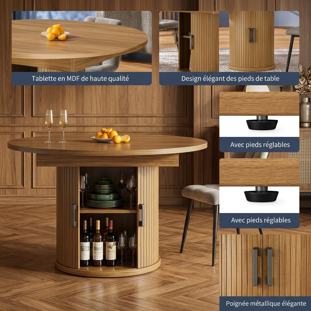 Table repas avec 2allonges placage chêne clair