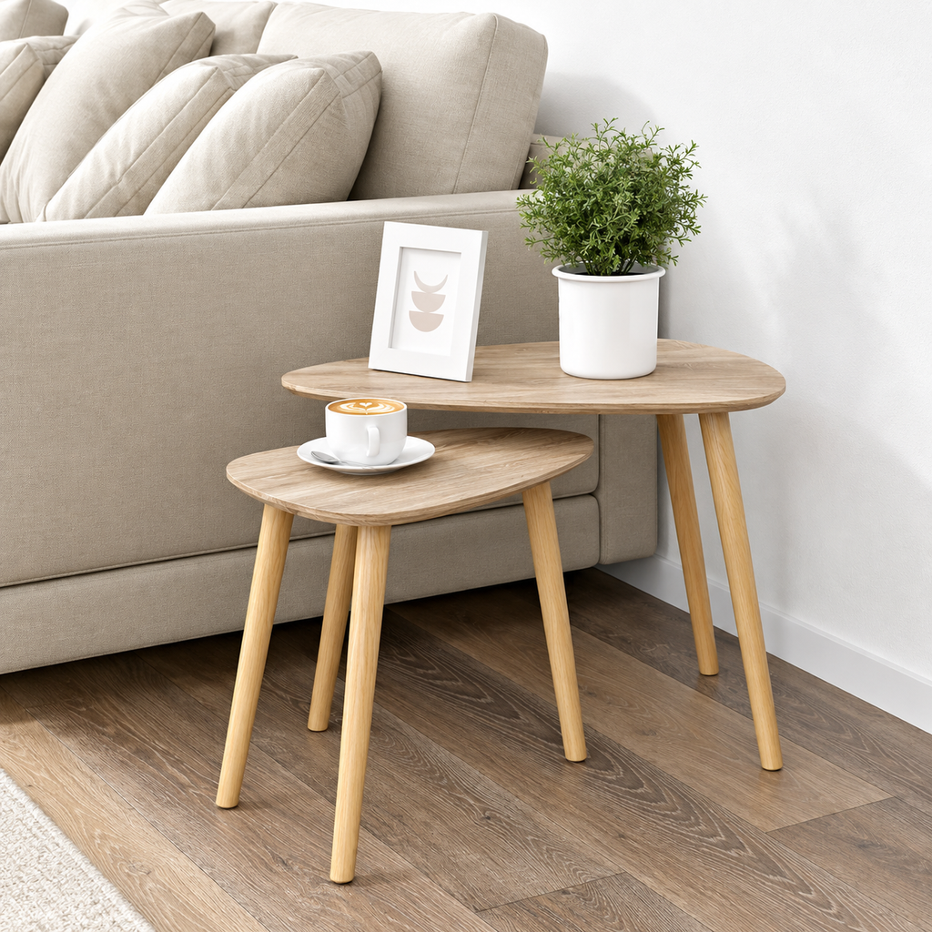 Tables basses gigognes style Scandinave en bois de pin