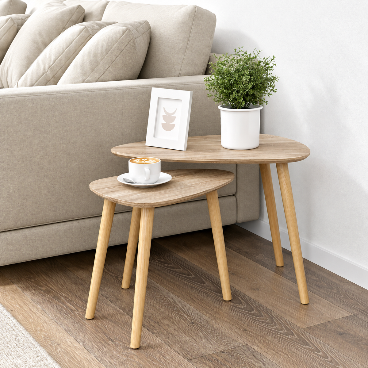 Tables basses gigognes style Scandinave en bois de pin