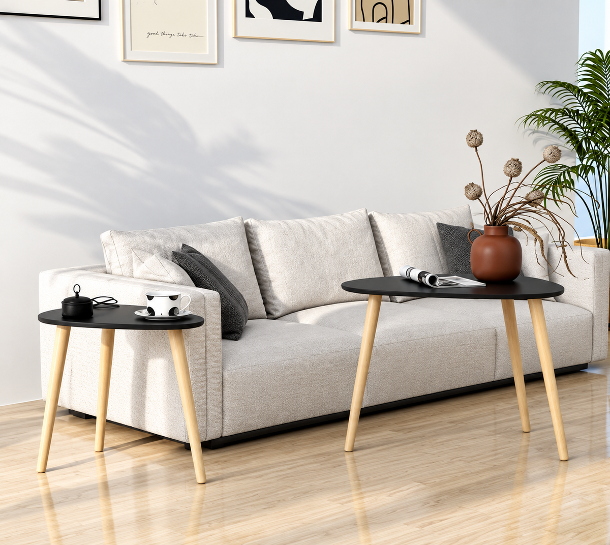 Tables basses gigognes style Scandinave en bois de pin
